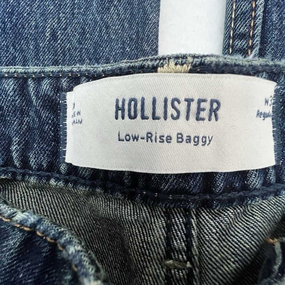 Hollister Low Rise Baggy Jeans Womens 10R W30 Blue Wide Leg Denim 100% Cotton Y2 - Picture 9 of 16